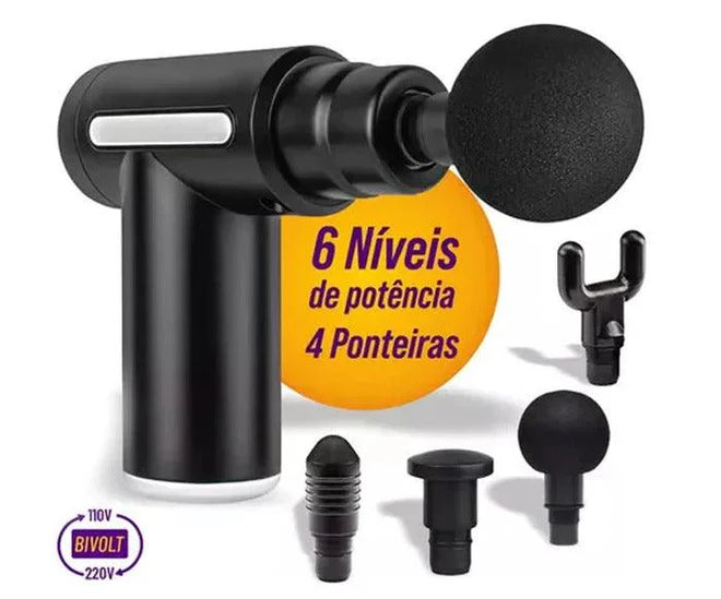 Pistola Massageadora Elétrica Relax 4 em 1 - Profissional Massageador Muscular